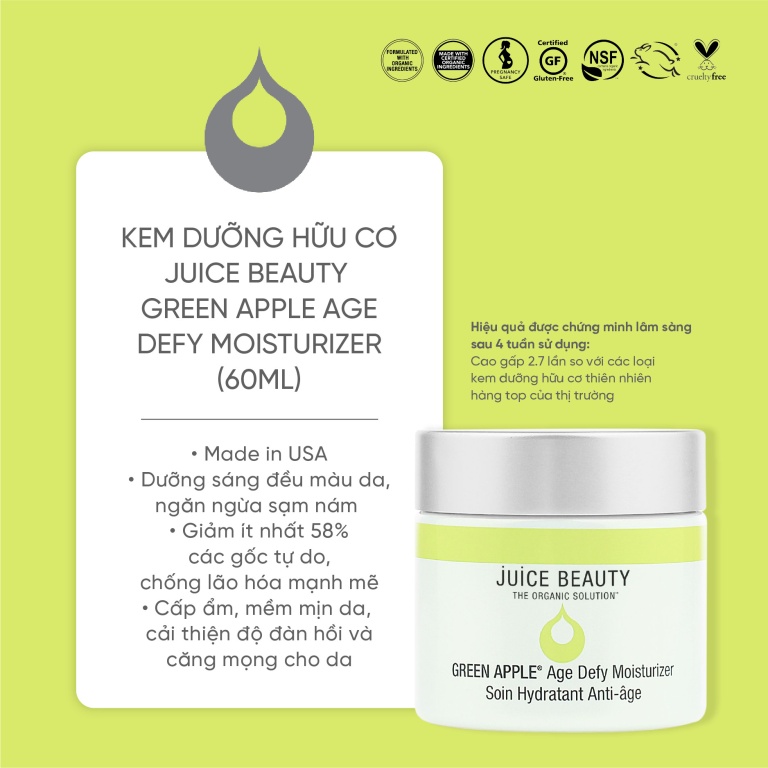 Kem Dưỡng Sáng Da Ngừa Nám Thai Kỳ Juice Beauty Green Apple Moisturizer 60ml